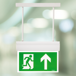 Channel Forest LED Exit Sign Ceiling Pole White Finish