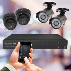 Channel CCTV Surveillance system iCapture wi-fi app connect dome and bullet camera kit